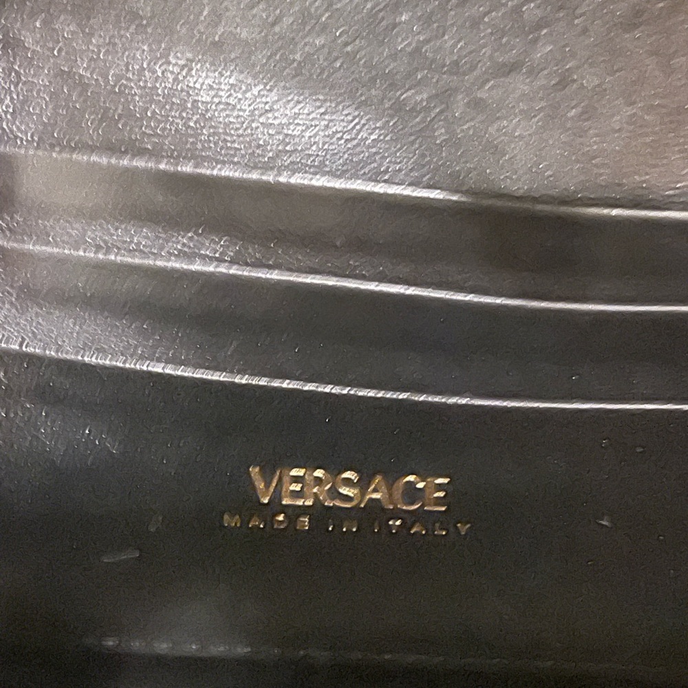 Versace Black Clutch with Gold Embellishment and removable crossbody chain strap - Picture 6 of 7